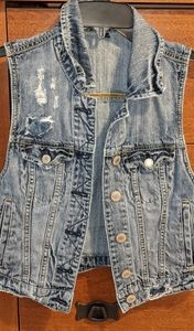 American Eagle Distressed Denim Vest
